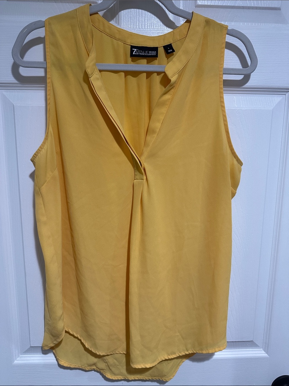 Yellow Sleeveless V-Neck Pleat Front Tank